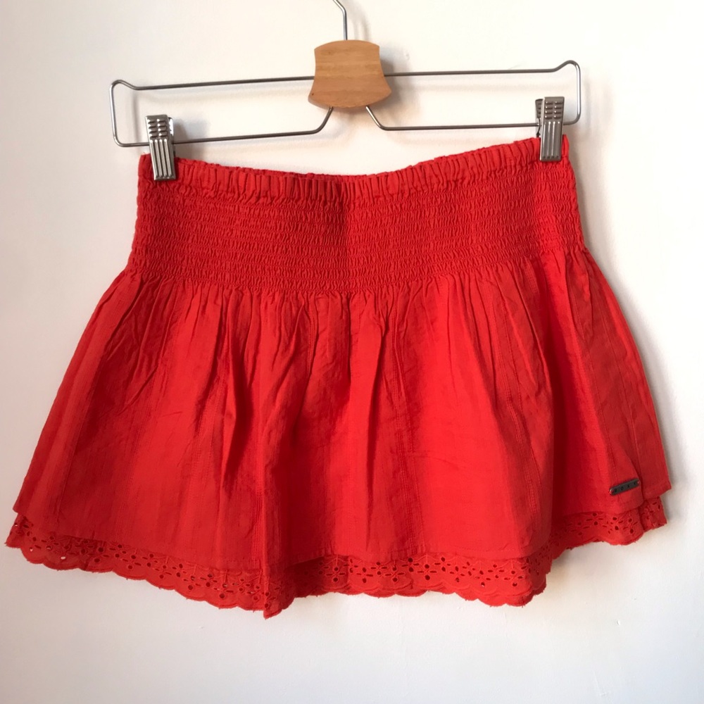 Roxy Ibiza Hot Orange Mini Skater Skirt Size XS